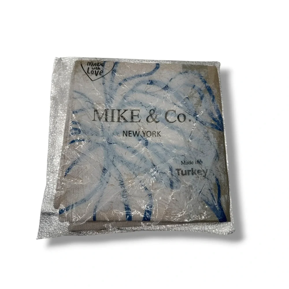 Mike & Co Abstract Face Pillow Cover‎ Blue Beige Modern Throw Cushion NEW